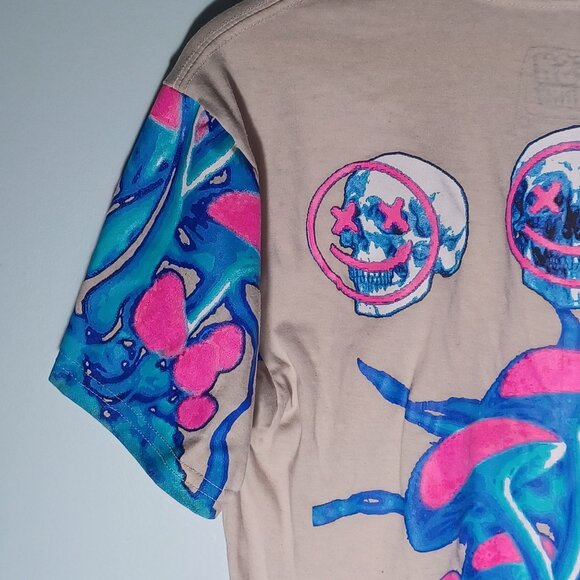 Fresh Laundry Graphic T-Shirt Mens Medium Mushrooms Skulls Rave Tee Trippy - Picture 4 of 11